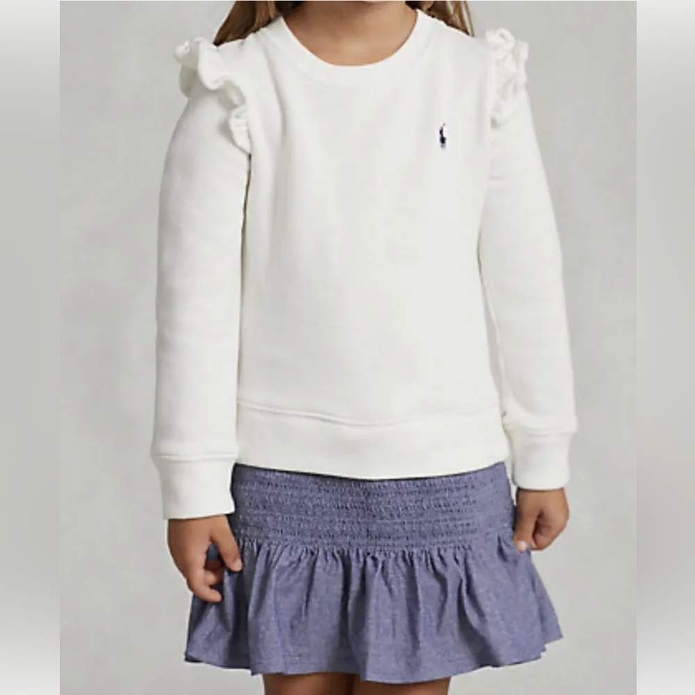 Polo Ralph Lauren Long Sleeve Ruffled Fleece Sweatshirt, Big Girls XL (16) NWT
